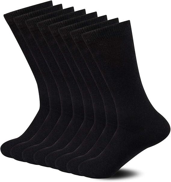 Sock Amazing Unisex Bamboo Rayon Socks Super Soft Black Crew Socks 8 Pack, Size: 9-11