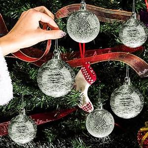 Syhood 9 Pcs Clear Glass Christmas Ornaments Ball Blown Clear Glass Ball Ornaments Christmas Tree Hanging Decorations with Finial for Xmas Tree Holiday Gift Home Winter