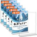 EHWINE 6 Pack Acrylic Sign Holders - 8.5 x 11, Double-Sided Stand Up Table Top Sign Holders, Clear Acrylic Picture Frame Menu Flyer Paper Display Stand for Office Business Store Wedding Party