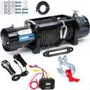 Electric Winch 13000 lbs ATV Winch 12V with Synthetic Rope and Hook Truck Winch with Hawse Fairlead Remote Control for Towing UTV SUV Off Road Vehicle
