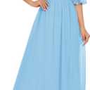 Wedtrend Women's Formal Dresses 2025 Wedding Guest Dress Bell Sleeve Bridesmaid Dresses Maxi Evening Dress (Medium, Light Blue)