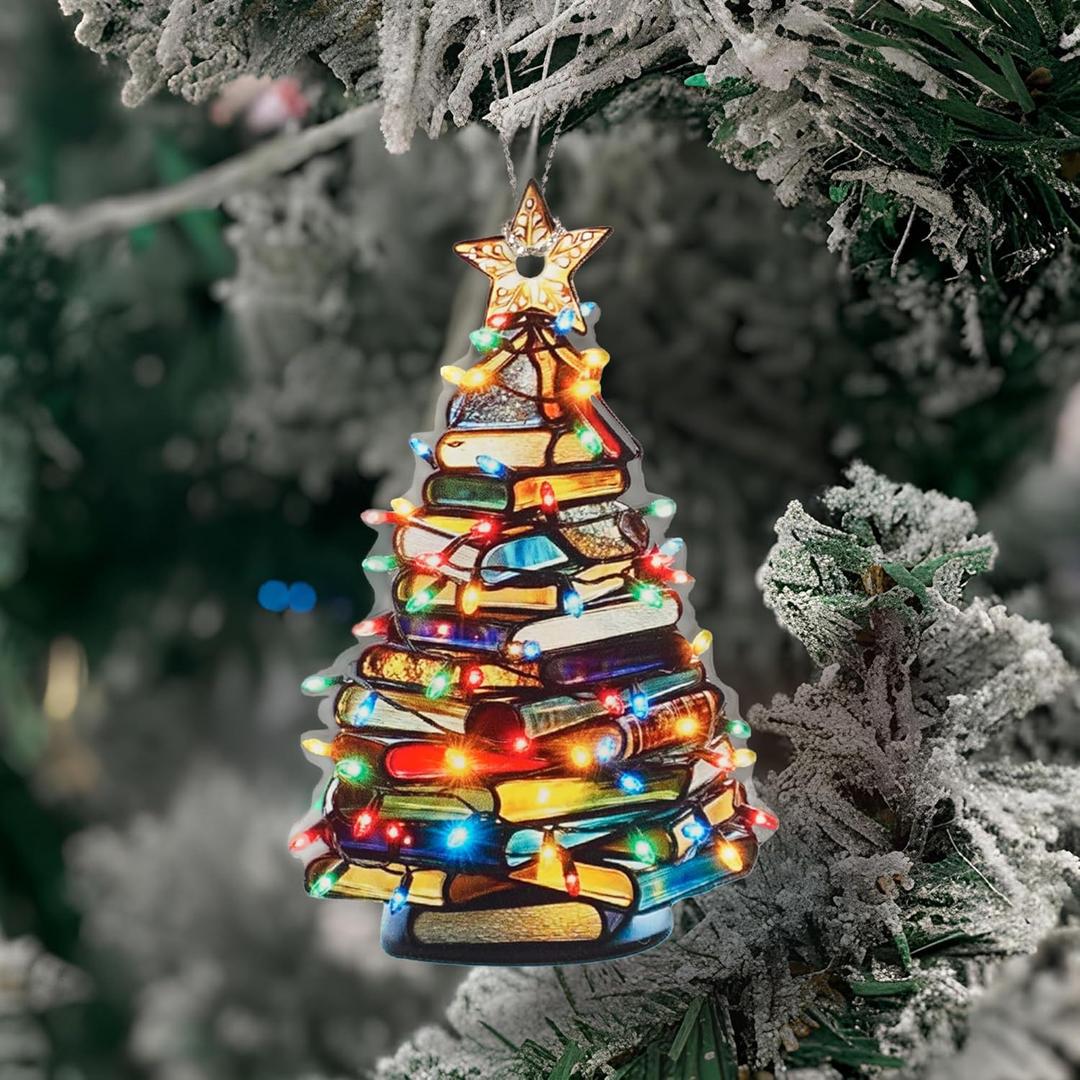 Book Ornament, Book Ornaments for Christmas Tree, Hanging Christmas Ornaments 2026, Book Lovers Gifts for Women Men, Teacher Librarian Bookclub Decoration, Unique Reading Ornament for Holiday Home