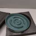 Ceramic 1.6 Cup Slow Feeder Dog Bowl for Medium and Large Breed, 8.2inch Puzzle Dog Food Dish, Anti-Gulping, Stop Bloat, Preventing Choking (Single Bowl-Dark Green)