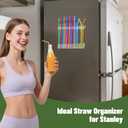 Acrylic Straw Holder for Cabinet Door with Double Sided Adhesive Tape Reusable Straw Organizer chopsticks Storage Small Kitchen Accessory Container for Counter Cupboard(Transparent