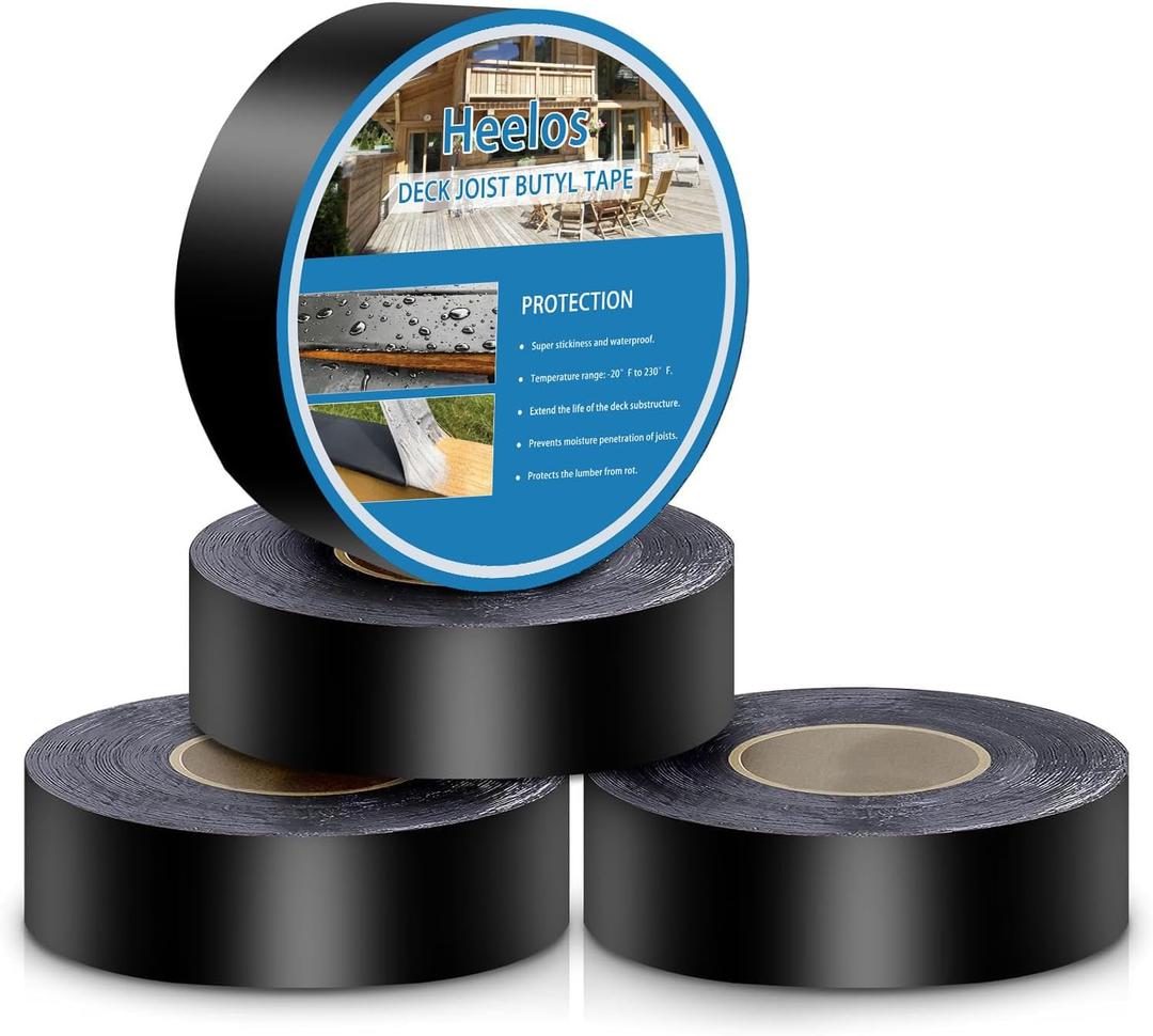 4 Pack Joist Tape for Decking 1-5/8"50', Weather-Resistant Deck Butyl Joist Tape,Waterproof Joists Tape for Flashing Deck Joists and Beams Building Joists