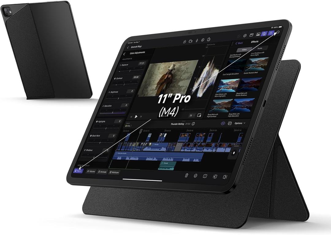 SURITCH for iPad Stand Holder for iPad Pro 11-inch (M4) 2024, Slim Adjustable Tablet Stand, Lightweight Portable, Support Portrait & Landscape, Magnetic Tablet Holder for iPad Pro 11" (M4)-Black