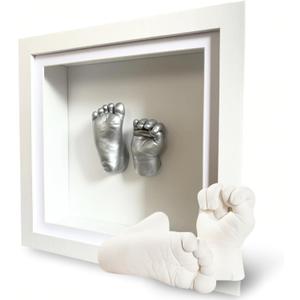 Baby Handprint and Footprint 3D Kit, Newborn keepsake For Newborn Boys & Girls, Baby Girl Gifts & Baby Boy Gifts, Personalised Baby Shower Gifts, Nursery Decor, Gifts for New Parents, Nursery Wall Art