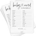GardenCity 50 Baby Shower Word Scramble Game Cards, Fun Baby Shower Games for Boy or Girl, Gender Neutral - Minimalist