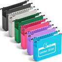 Ansook Extra Capacity Plastic Hanging File Folders Letter Size,Heavy Duty 2" Expanding Accordian Pocket with Black Insert Gasket, Filing Cabinet Folders,6 Pack Colored File Hanging Folders Organizer