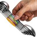Magnetic Measuring Spoons Set of 6 Stainless Steel Dual Sided Stackable Teaspoon for Measuring Dry and Liquid Ingredients (Color)