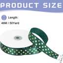 MECCANIXITY Polka Dots Grosgrain Ribbon 50 Yards 1 Inch Dark Green with Gold Dots Polka Dots Ribbon Bow Decoration for Crafts Gift Wrapping Wedding DIY Handmade