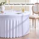 Outpain 6 Pack White Round Spandex Tablecloth for 48Inch/4FT Tables - Stretchy Table Cloth with Skirt, Wrinkle-Free Fitted Cloth for Wedding Vendor, Banquet & Graduation Decor (108" Round)