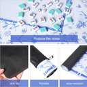 TIASUSAN Large Blue Mahjong Mat (31.5 x 31.5) with Black Carrying Bag, Anti-Slip, Noise-Reducing Table Cover for Mahjong, Poker, Board Games, Dominoes, and Card Games