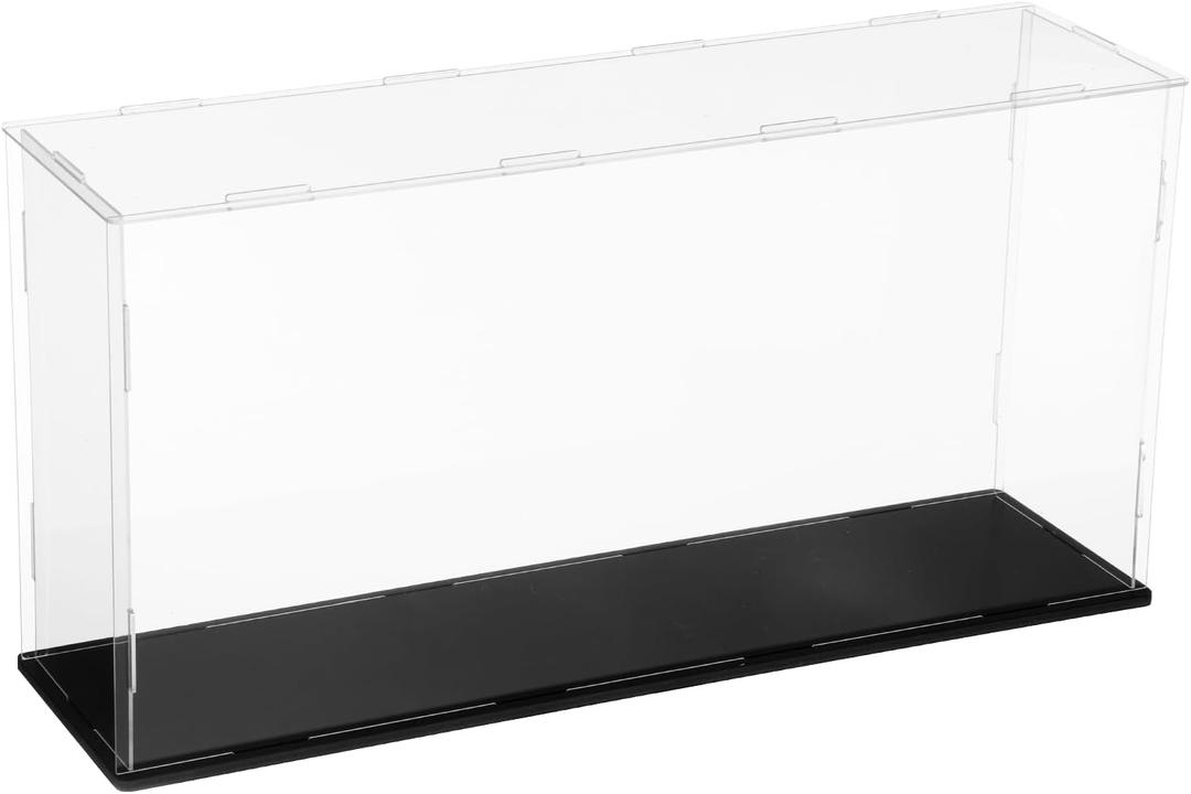 uxcell Acrylic Clear Display Case for Collectibles Self-Assemble Display Clear Boxes with Black Base Dustproof Countertop Storage Box for Collectibles Figures, 15.7 x 3.9 x 7.9 Inch