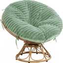 HOMBYS Fluffy Shaggy Cover for Papasan Chair Cushion, Plush Faux Fur Slipcover ONLY, (Without Cushion) Removable Soft Papasan Cushion Covers with 8 Ties, (Sage Green, 50"x50")