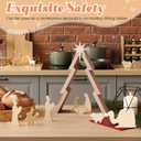 10 Pcs Nativity Scene Set 12.8 Inch Rustic Wooden Christmas Tree Tabletop Decor Rustic Nativity Scene with Miniature Holy Family Figurines for Indoor Jesus Religious Home Christian Gifts