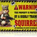 Funny Squirrel Metal Tin Sign for Wall Decor - Vintage Warning Property Is Protected Signs Squirrel Art Outdoor Decoration 8x12 Inch