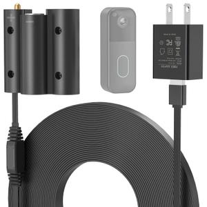 Power Cable with Adapter for Blink Video Doorbell-2nd Gen (2025 Release), Doorbell Transformer with 16.4ft/5m Weatherproof Charging Cord for Blink Video Doorbell, Replace Battery-Black
