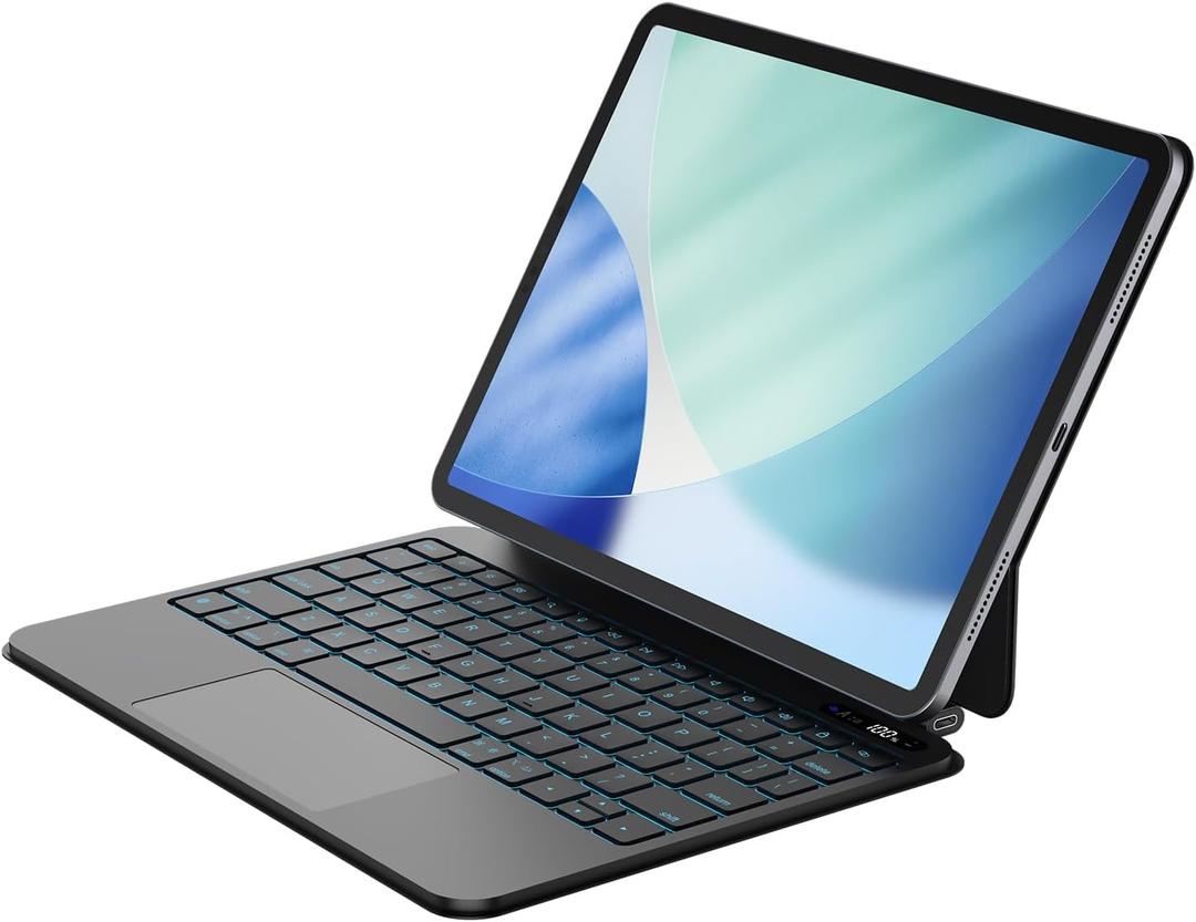 New Lightweight Magic Keyboard Case for iPad Air 11 inch M3 2025/M2 2024/iPad Air 4th/5th 10.9 inch & iPad Pro 11 inch (4th/3rd/2nd/1st Gen),Aluminum Alloy Keyboard with Trackpad,7 Color Backlit,Black