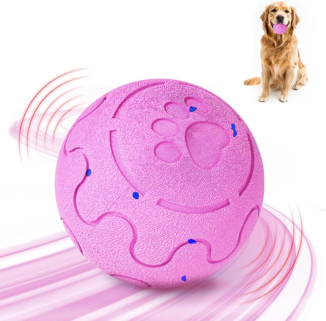 Interactive Dog Ball, Smart Dog Toy for Medium and Large Dogs, Automatic Moving, Rotating & Bouncing, E-TPU Material, IP54 Waterproof, Motion-Activated Dog Stimulation Toy to Keep Them Busy (Pink)