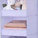 GRANNY SAYS 3 Shelf Hanging Closet Organizers and Storage, Collapsible Closet Storage Organizer with 2 Metal Hooks, Leak-Proof Hanging Shelves for Nursery, Kids Room, Bedroom, 1 Pack, Purple