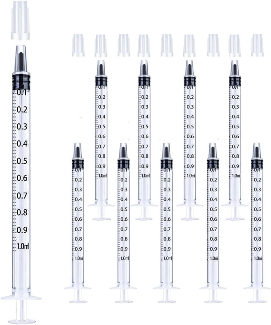 50Pcs 1ml Syringes with Caps Oral Dispenser Individually Sterile Warpped for Medicine Dropper, Colostrum Collect Feeding Pets, Measuring Liquids, Scientific Labs, Plant Watering