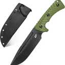 Eafengrow EF144 Fixed Blade Knife AUS-10 Steel Blade G10 Handle Full Tang EDC Tool Straight Knife for Working Camping Hunting (green)