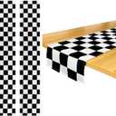 Breling 2 Pack Checkered Table Runner Black and White Tablecloths Racing Flag Polyester Tea Party Table Cloths Car Theme Flag Party Picnic Supplies(12.6 x 72 Inch,Checkered)