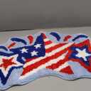 4th of July Bath Mat Patriotic Rug Stars Tufted Rug Non-Slip Floor Mat for Bathroom Rug Soft Absorbent Bathroom Rug Floor Bathroom Decor Independence Day Bath Rug 31.5''x 20.3''