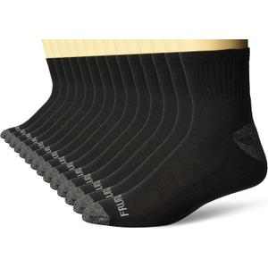 Fruit of the Loom Men's Dual Defense Ankle Socks (12 Pack) (Black)