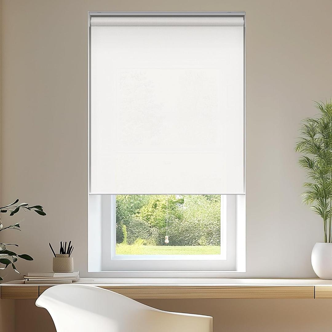 CHICOLOGY Cordless Roller Shades, Light Filtering Blinds, Easy Install with Hardware, UV Protection, Modern Minimal Window Treatment for Home and Apartments, Urban White, 23" W x 72" H