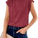 Cicy Bell Womens Cap Sleeve Cotton Tank Tops Summer Casual Loose Fit T Shirts Crew Neck Basic Tee, Size: M