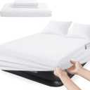 Extra Deep Pocket Queen Sheet Sets for Air Mattress with Pocket on Side | Sheet Set Queen Size Extra Deep Pocket 16 to 24, White