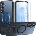for Samsung Galaxy S25 Fe Case with Stand&Screen Protector,Strong Magnetic Galaxy S25 Fe Phone Case[Adjustable 3 Kickstand Ways] Military Protection Slim Shockproof Cover for Samsung S25 Fe 5g,Black