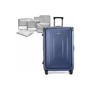 Carry On Luggage, 20Inch & 29 Inch Top Opening Airline Approved ABS+PC Hard Shell Suitcases with Silent Wheels, TSA Lock,Front Pocket and Wet-dry Separated Six-piece Set (Dark Blue, 20Inch & 29 Inch)