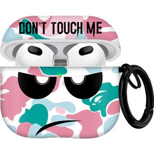 for Airpods Pro Case, Don't Touch Me for Airpods Pro Cover with Keychain Soft Cute Shockproof Cover for Women Men Compatible with for Airpods Pro 2019 Charging Case,Pink