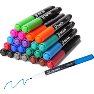maxtek 24 Count Dry Erase Markers Ultra Fine Tip, 12 Colors, Low Odor, 0.7mm Fine Point Dry Erase Markers for Planning Whiteboard, Calendar Boards