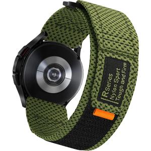 Soft Cloth Loop Wide Bands Compatible with Samsung Galaxy Watch 3 45mm Band/Galaxy Watch 46mm/Gear S3 Frontier, 22mm Sport Smart Watch Bands Adjustable Quick Release Straps for Women Men. (Green)