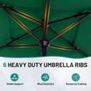 AreShark 6.5'x10' 2 Tiers Rectangular Patio Umbrella - Outdoor Umbrella Waterproof UV Protection, Market Table Umbrella w/Push Button Tilt for Pool, Lawn, Balcony(Dark Green)