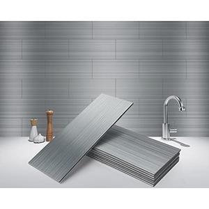 Art3d 4" x 12" Peel and Stick Stainless Steel Metal Tile for Kitchen, Subway Backsplash (15 Pack)