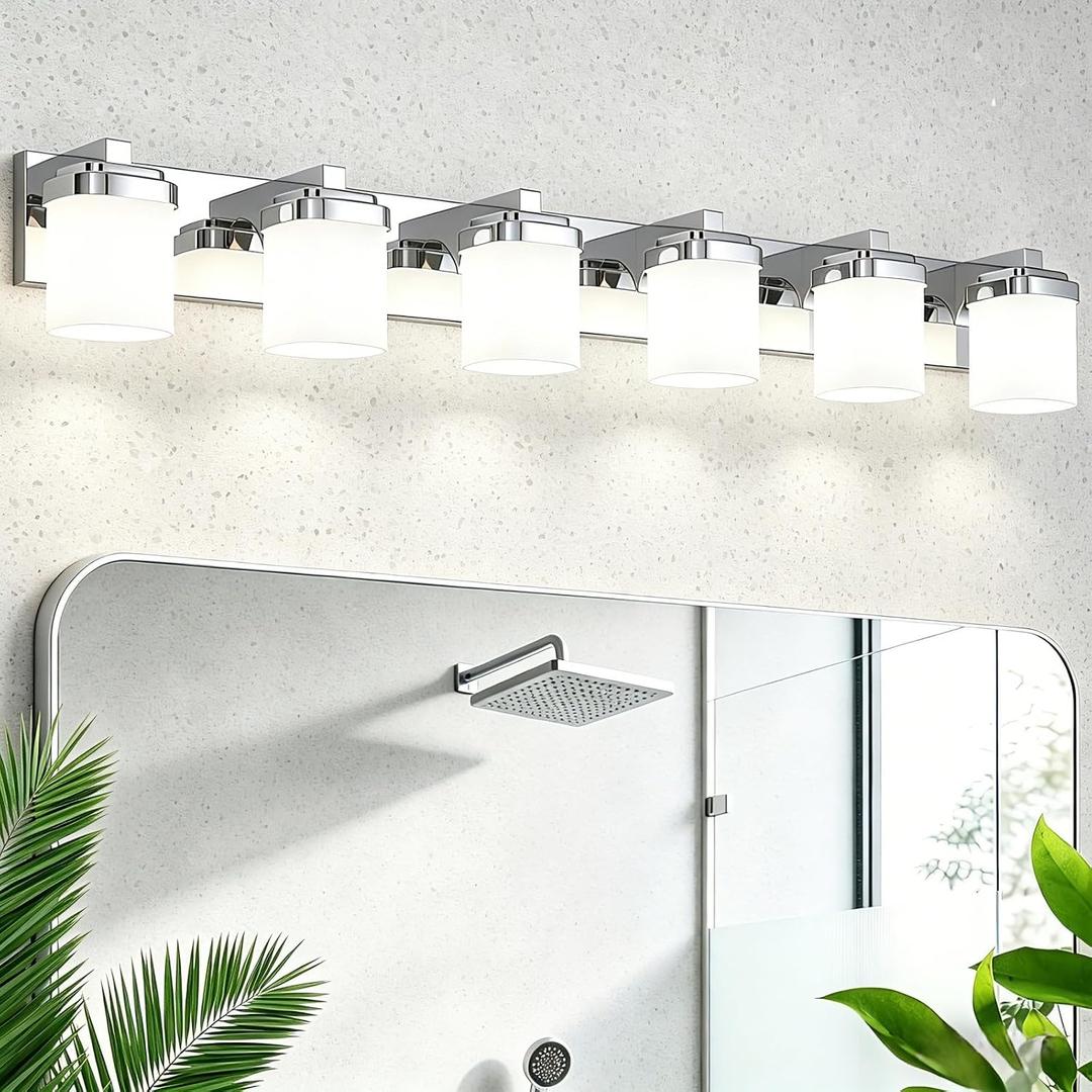 Modern Vanity Lights, Bathroom Light Fixtures Wall Sconce Light, 45 Inch : 6-lights