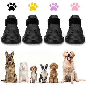 Dog Shoes for Hot Pavement & Snow - Waterproof, Non-Slip Dog Booties with Adjustable Straps. Breathable & Easy-Clean Paw Protectors, Easy ON/Off for Beach, Hiking All Seasons (Black, S)