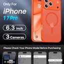 2 x Magnetic Shockproof for iPhone 17 Pro Case,[Camera Protection][Compatible with Magsafe][Non-Slip][Mil-Grade Protection]Slim Anti-Yellowing Translucent Matte Phone Case for iPhone 17 Pro,Orange