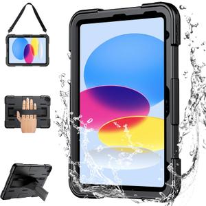for iPad 10th Generation Case for iPad A16 Case,[Military Grade Dropproof][IP68 Waterproof] with Screen Protector&Stand&Hand Strap,Full Body Shockproof for iPad 2022 Released