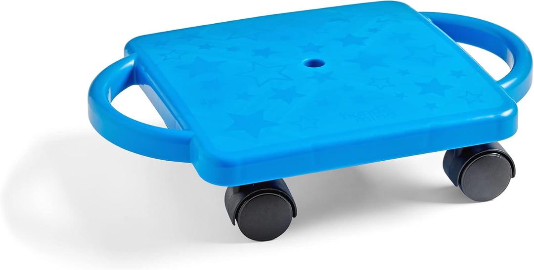 hand2mind Blue Indoor Scooter Board with Handles, Sit Down Floor Scooter, Gym Activities for Kids, Indoor Sport Recess Games, Physical Education Equipment, Gross Motor Toys