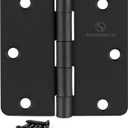Door Hinges 3 1/2 Inch Matte Black 3.5 Inch Interior Hinges 1/4" Radius Iron Hinge 3 "x 3 " Door Hardware - 18 Pack