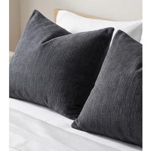 Pack of 2 Soft Textured Throw Decorative Pillow Covers Square Accent Solid Cushion Cover Cozy Farmhouse Pillow Case with Zipper for Couch Sofa Bedroom Living Room 23x23 Inch, Black