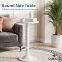 DUMOS Round Side Table, Modern Accent Living Room Stand with Solid Wood Leg, Small Drink Table for Bedroom, Corners and Office White, 11.8 Inch