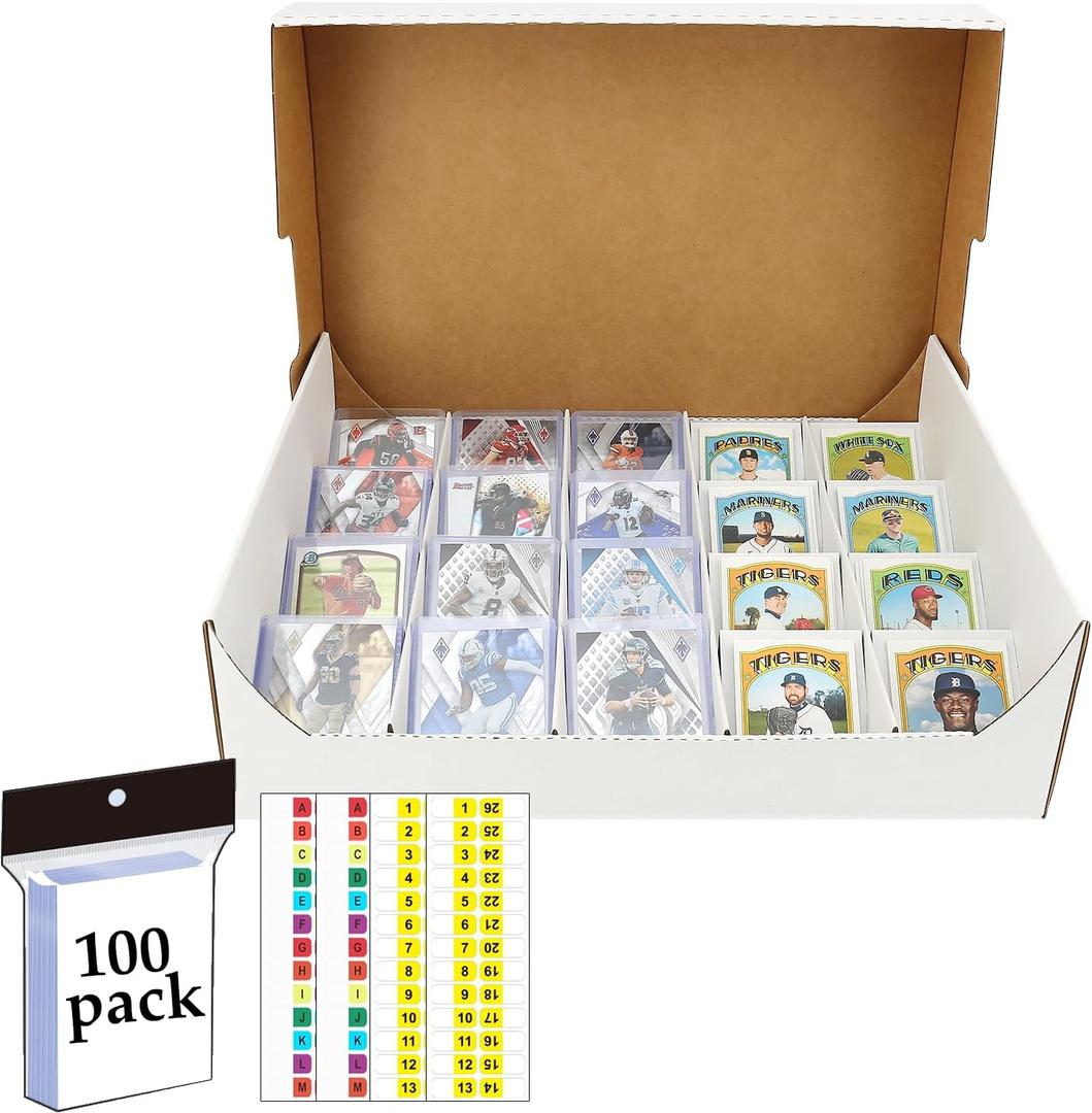 Card Sorting Tray With a lid,Cardboard Storage Organizing Raw For 20-Compartment Card Sorting Tray With index Labels,Sleeved for Mtg,Tcg,Sports Cards (Card Tray-1 PACK)