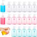 Domensi 24 Pcs 100ml /3.4 oz Pump Bottle Mini Travel Bottles Small Dispenser Containers Plastic Pump Lotion Dispenser Empty Square Travel Size Containers Toiletries (Multicolor)